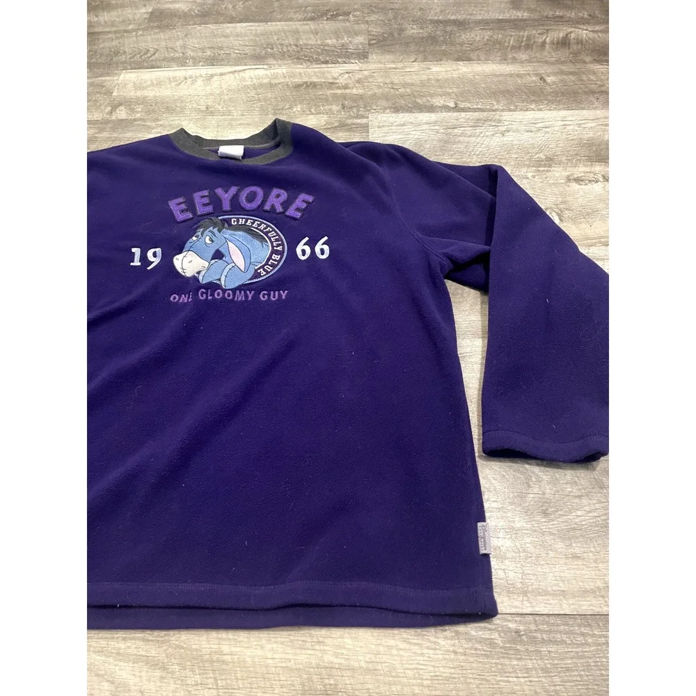Disney Store Eeyore Fleece Sweatshirt Mens M Purple‎ Embroidered Winnie the Pooh